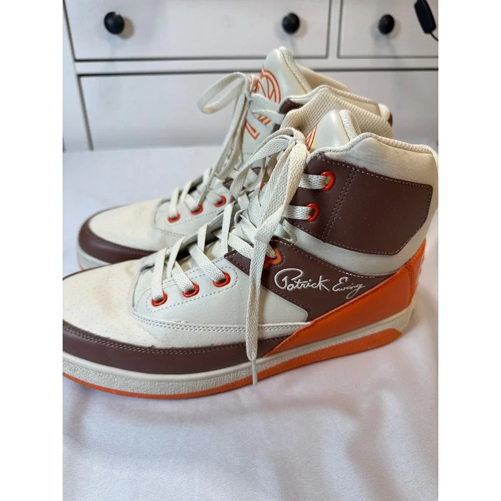 Ewing Athletics Rebound Mens 10 Basketball Shoes Orange Brown Cream 1RBE002-922